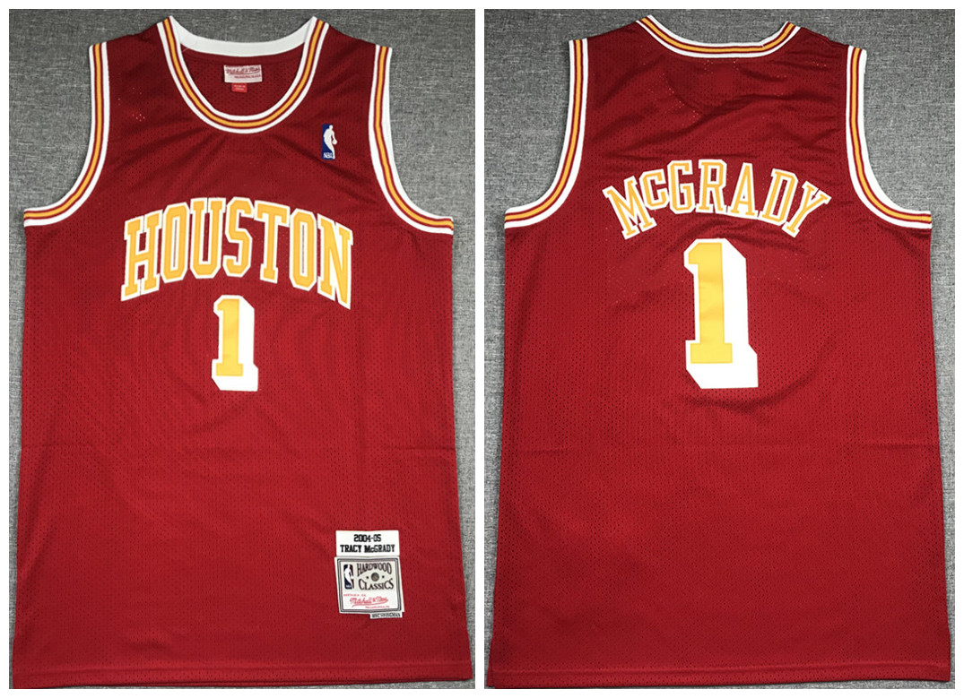 Men's Houston Rockets #1 Tracy McGrady 2004-05 Red NBA Throwback Stitched Jersey Men's Houston Rockets #1 Tracy McGrady 2004-05 Red NBA Throwback Stitched Jersey